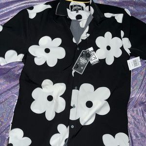 White Poppy Button Up Shirt